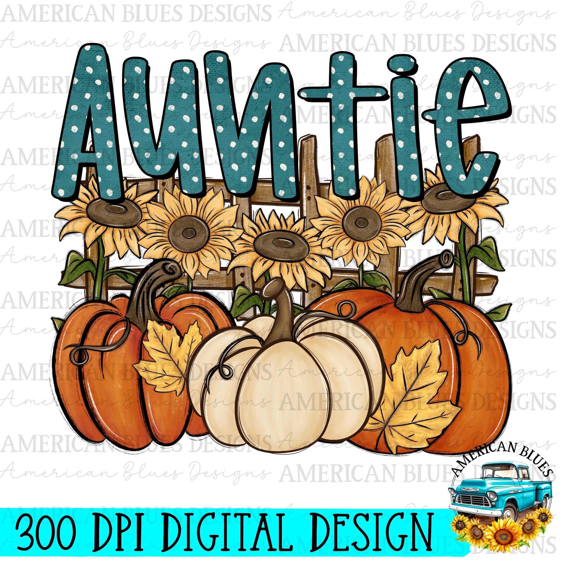 Auntie Pumpkin Patch Name digital design | American Blues Designs 