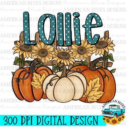 Lollie Pumpkin Patch Name digital design | American Blues Designs 