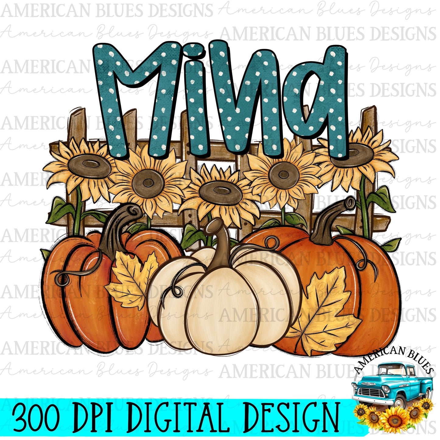 Mina Pumpkin Patch Name digital design | American Blues Designs 