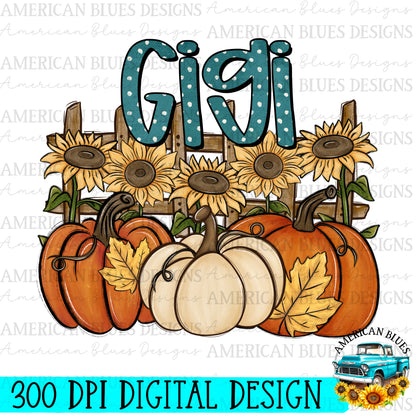 Gigi Pumpkin Patch Name digital design | American Blues Designs 