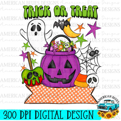 Spooky Things Trick or Treat digital design | American Blues Designs