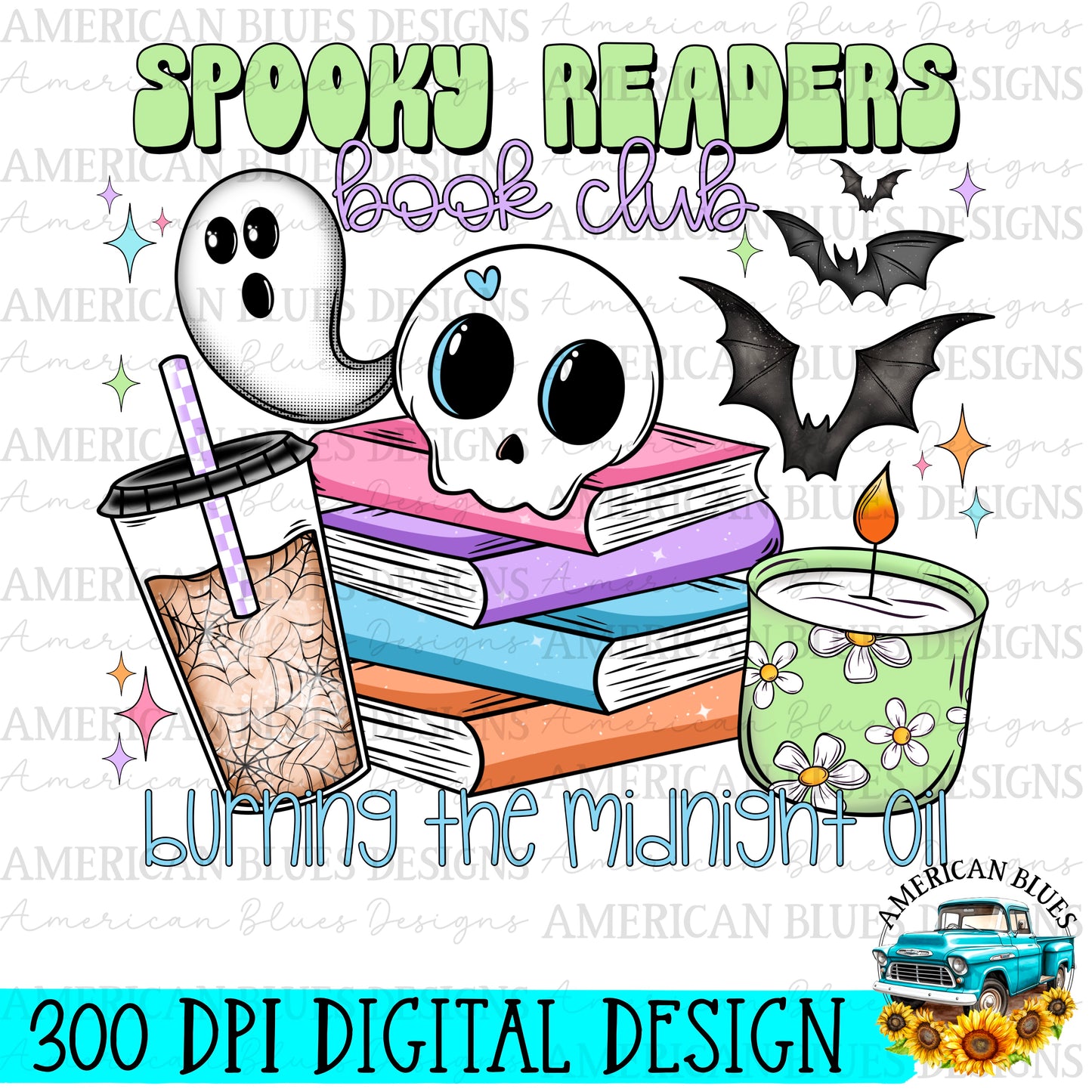 Spooky Readers Book Club digital design | American Blues Designs 