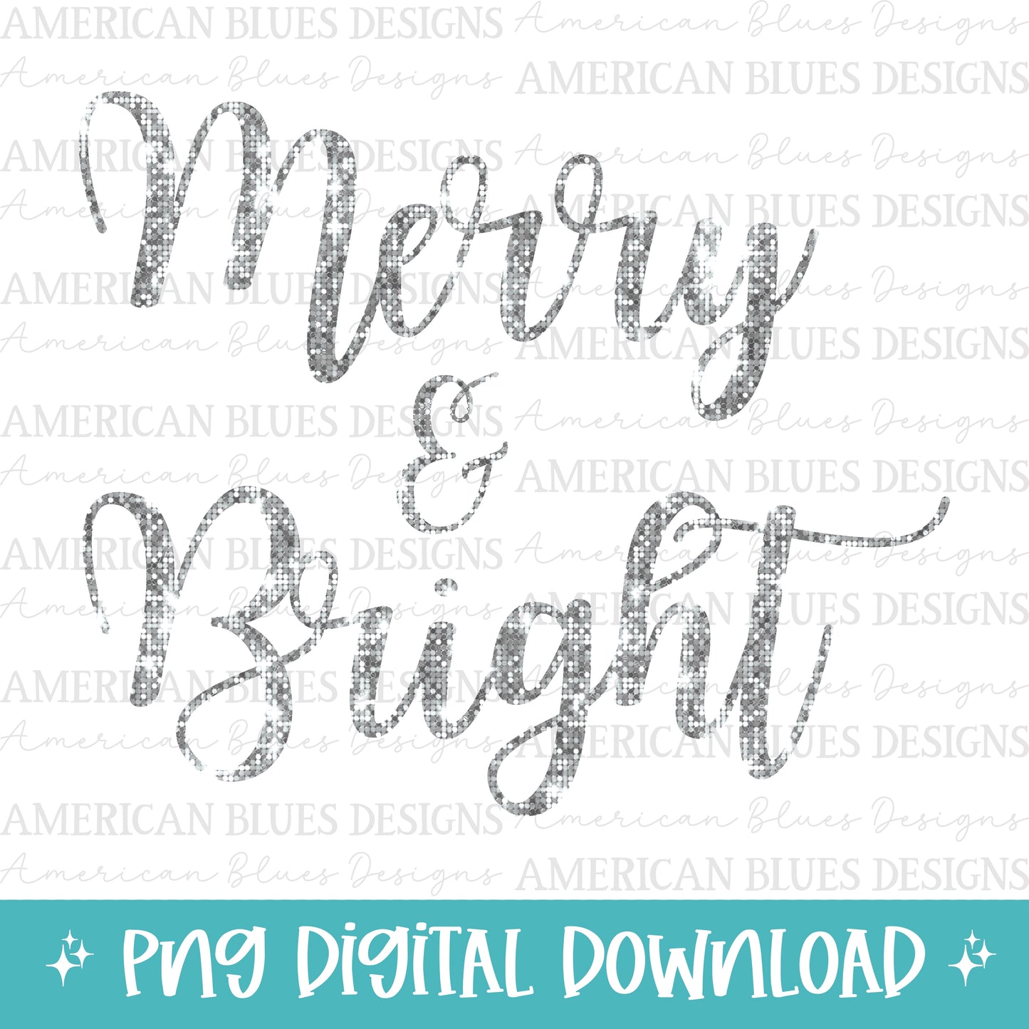 Merry & Bright sequin digtial design | American Blues Designs