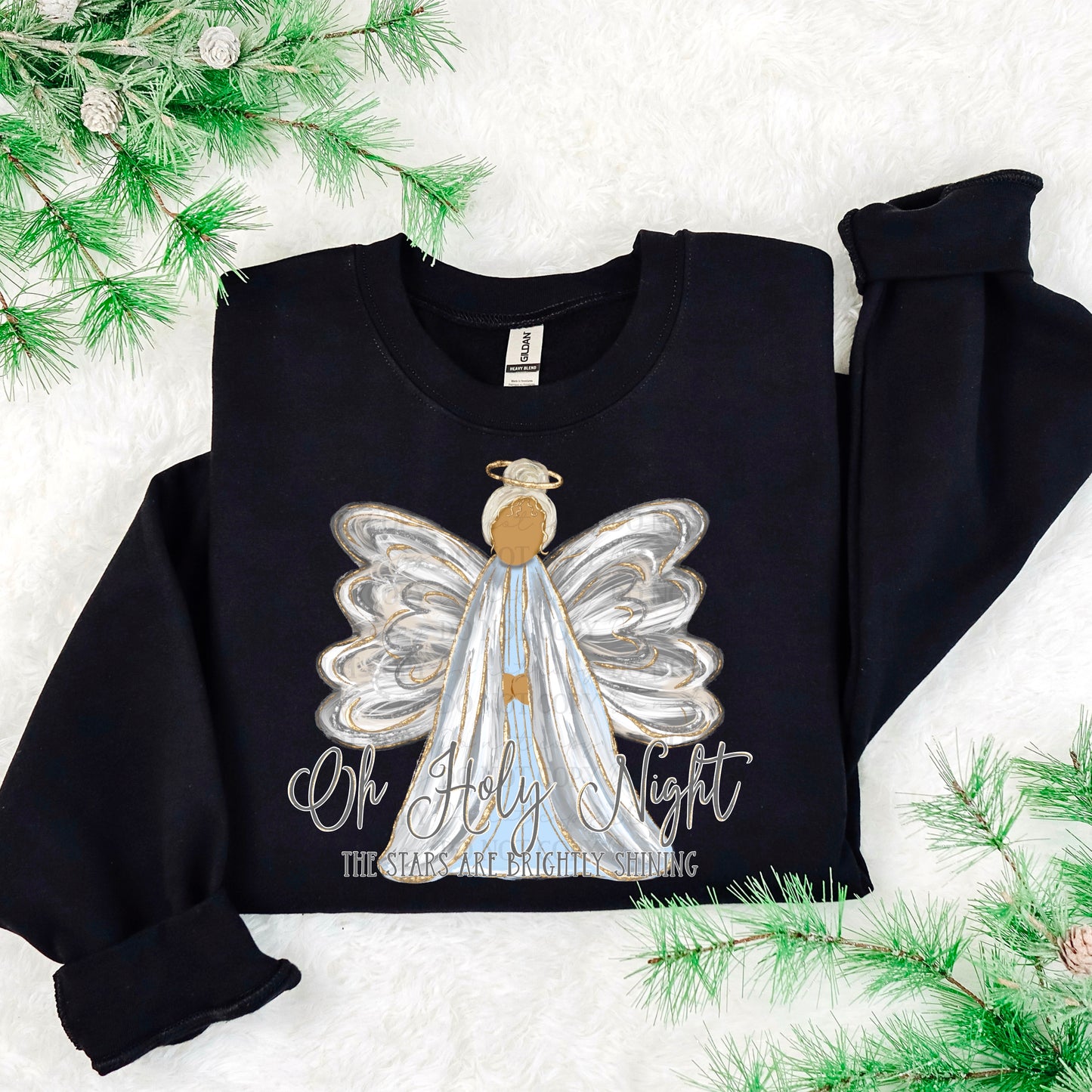 Oh Holy Night hand painted angel digital design | American Blues Designs