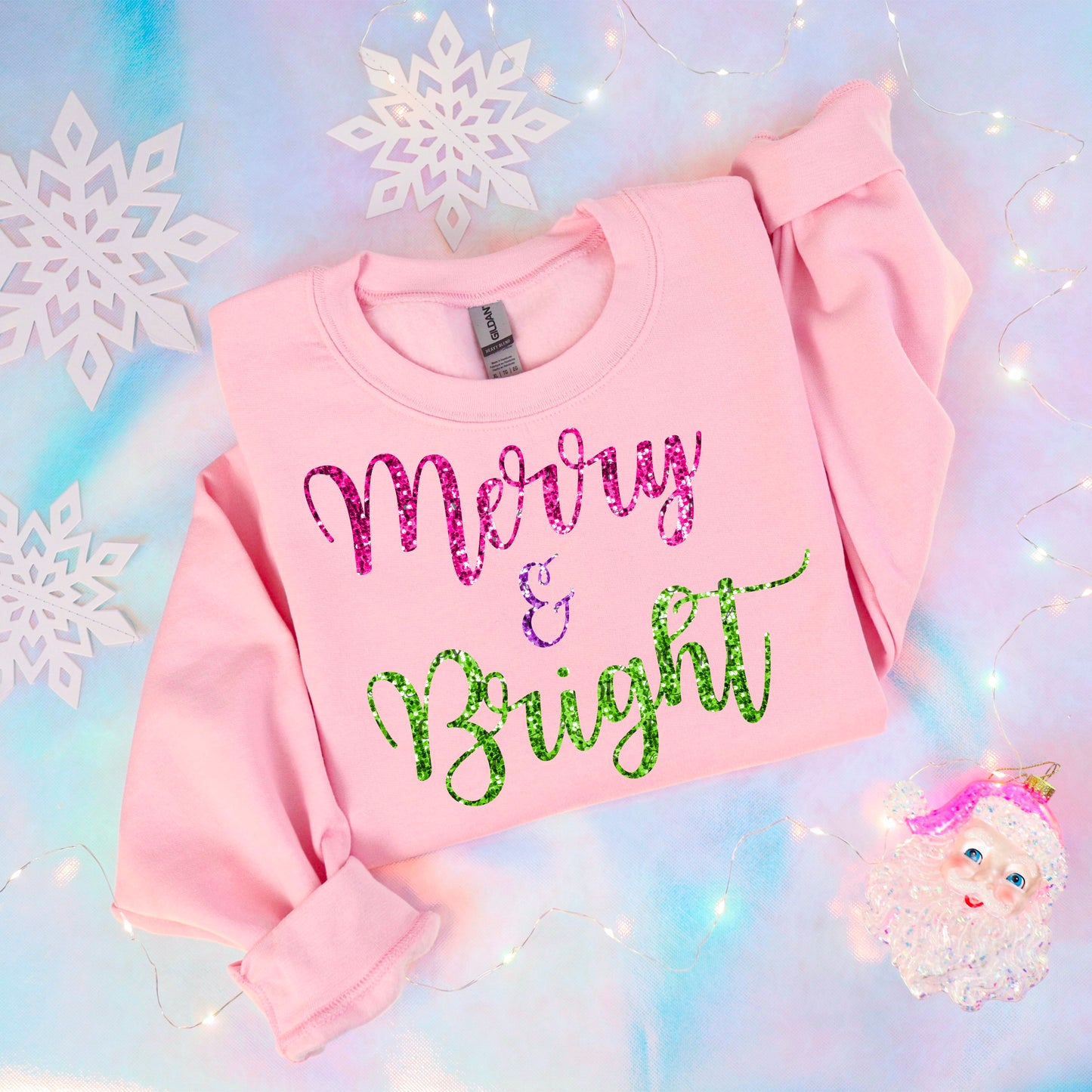 Merry & Bright sequin digtial design | American Blues Designs