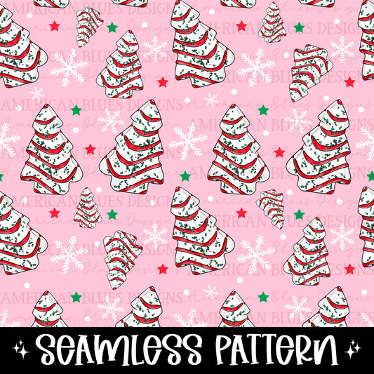 Christmas Tree Cake- seamless pattern digital design | American Blues Designs 