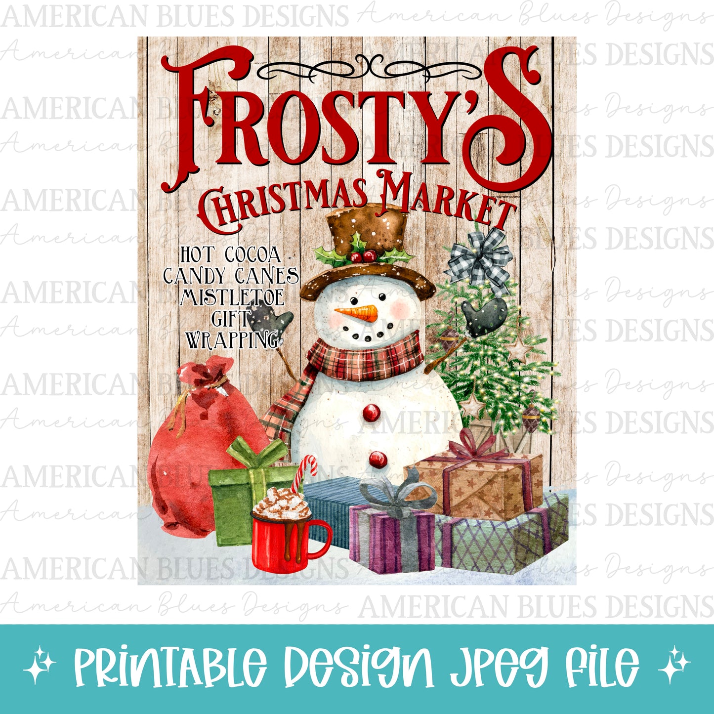 Frosty's Christmas Market printable | American Blues Designs