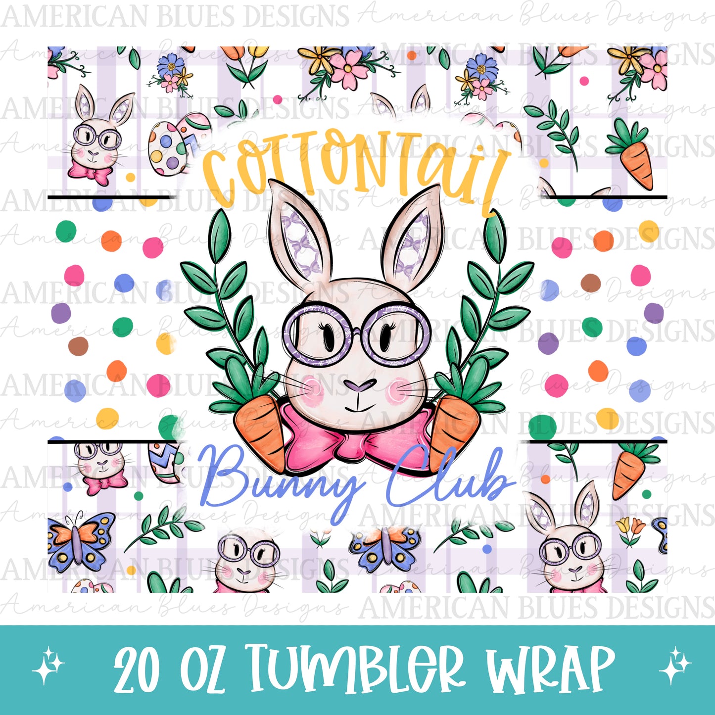 Cottontail Bunny Club 20 oz tumbler wrap