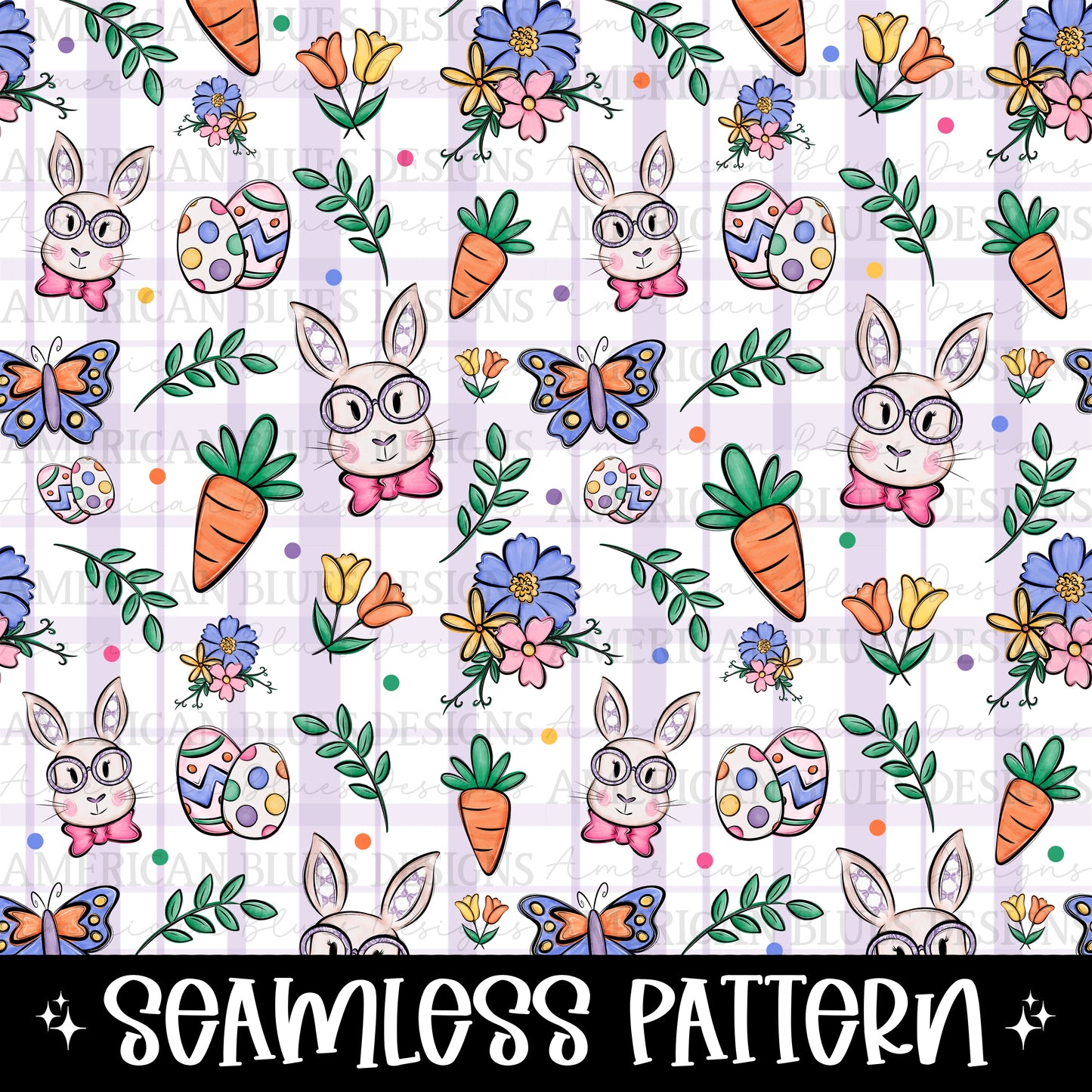 Cottontail Bunny Club seamless pattern