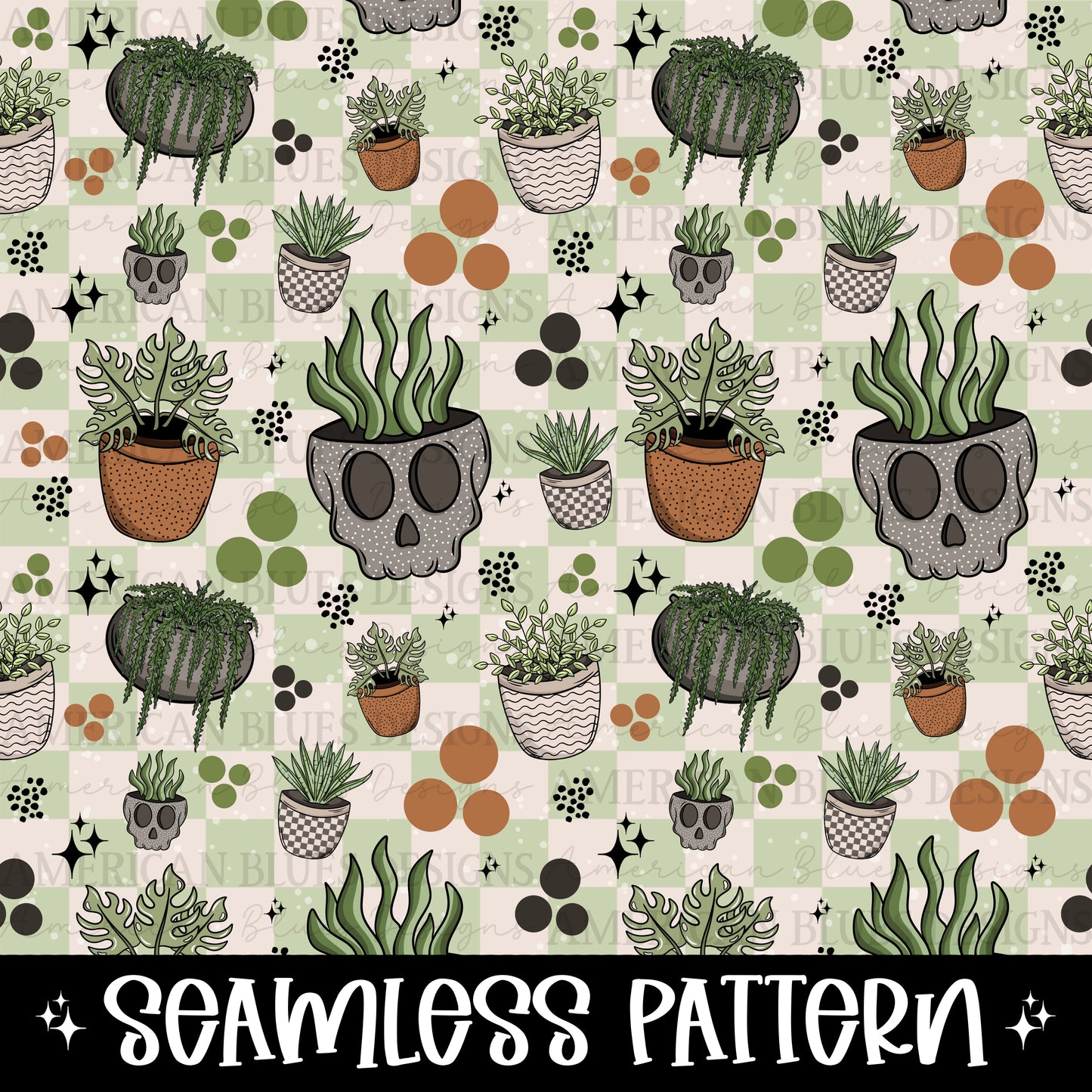 I like plants more than people seamless pattern