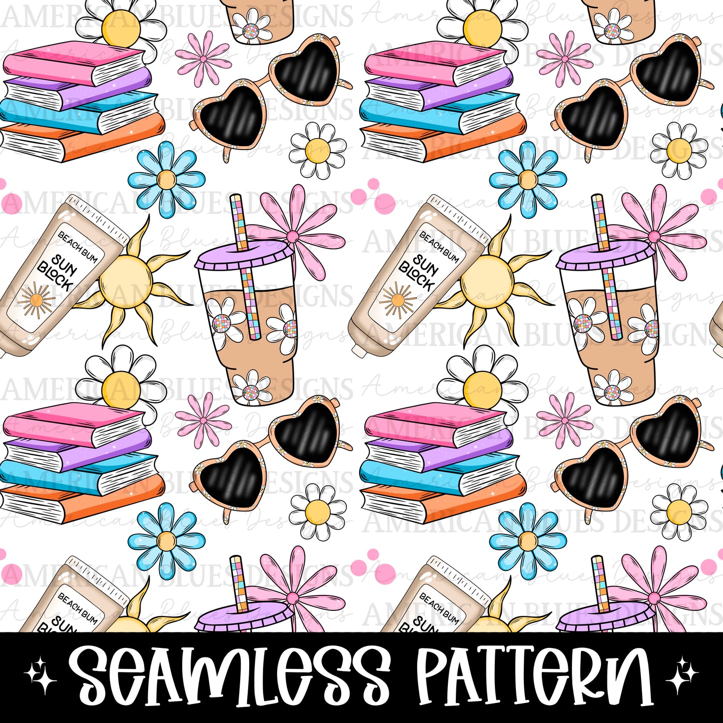 All booked for Summer seamless pattern