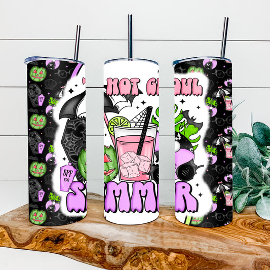 Hot Ghoul Summer 20oz tumbler wrap black background
