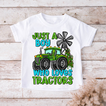 Just a boy who loves tractors