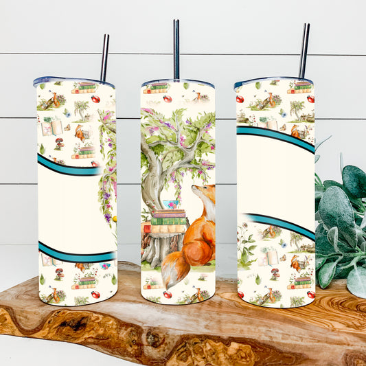 Forest Fox & Books 20oz tumbler wrap Version 1