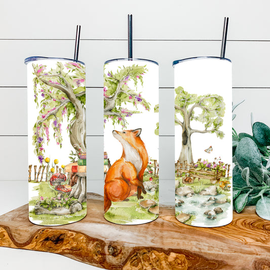 Forest Fox & Books 20oz tumbler wrap Version 2