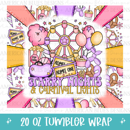 Starry Nights & Carnival Lights 20oz tumbler wrap