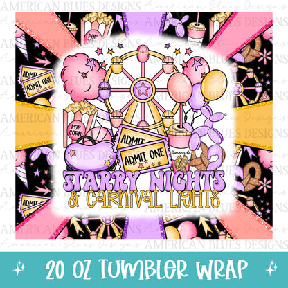 Starry Nights & Carnival Lights 20oz tumbler wrap