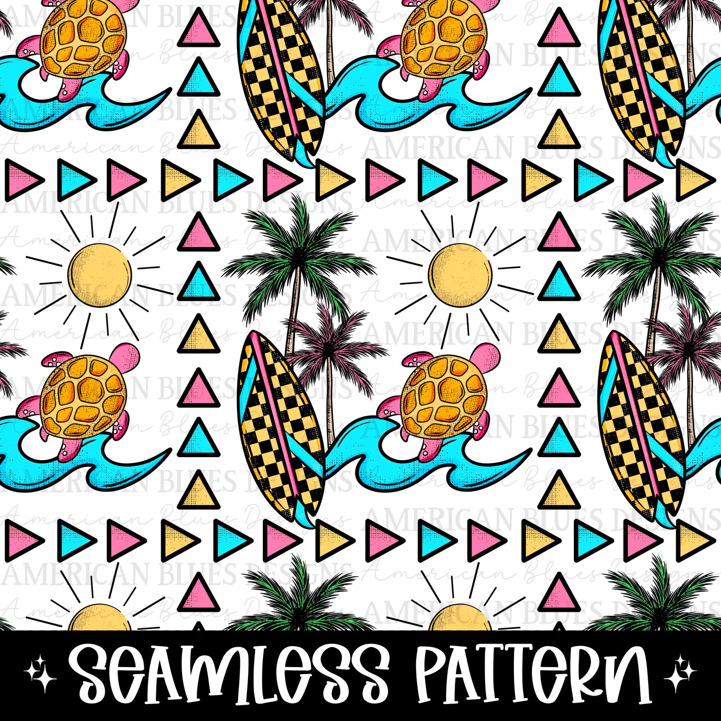Turtle Beach 2 colorways & Coordinating seamless pattern