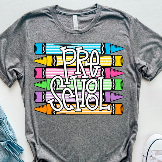 Pre-School seersucker crayon