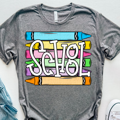 School seersucker crayon