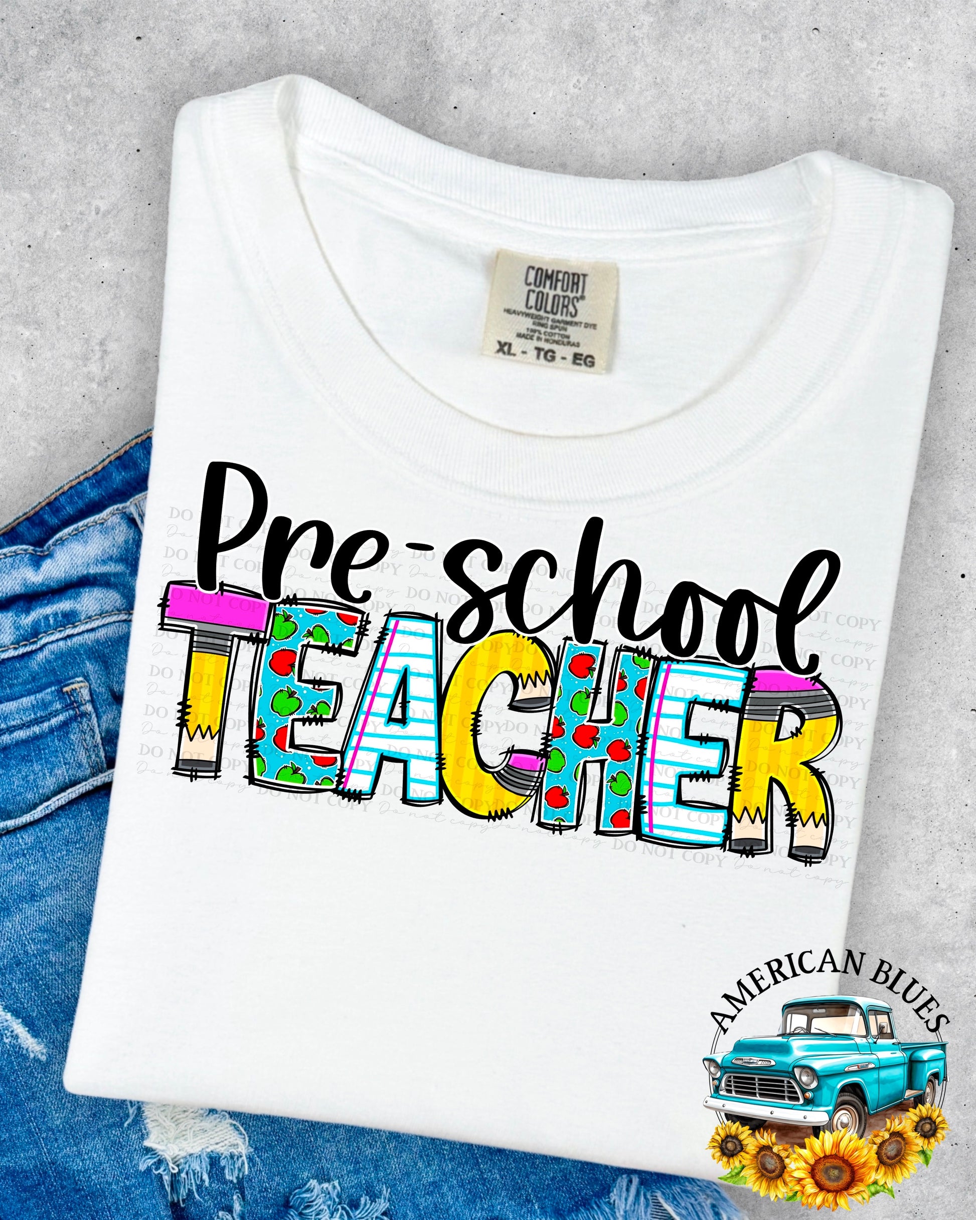 Preschool Teacher digital design | American Blues Designs 