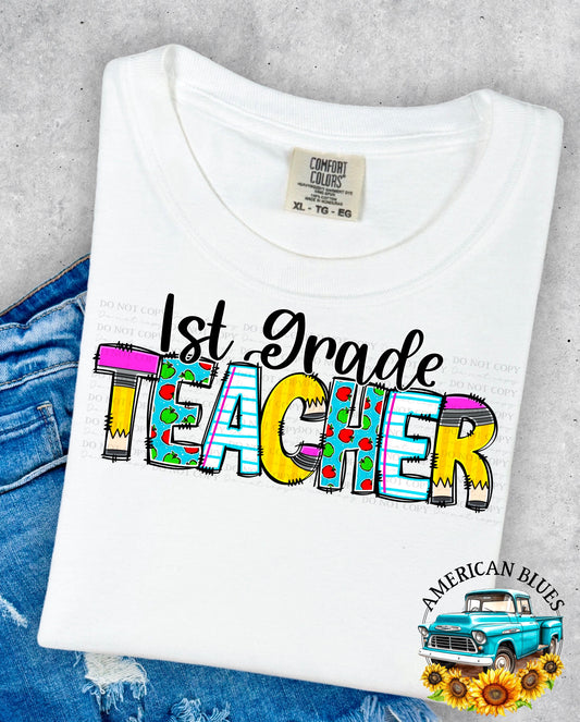 1st grade Teacher digital design | American Blues Designs 