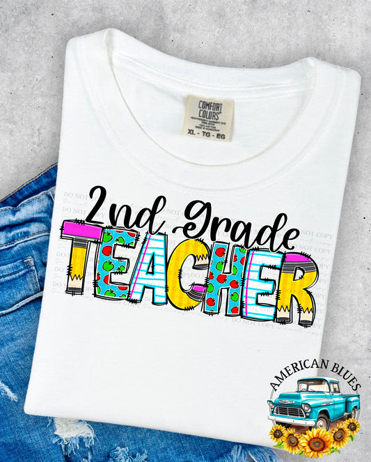 2nd grade Teacher digital design | American Blues Designs 