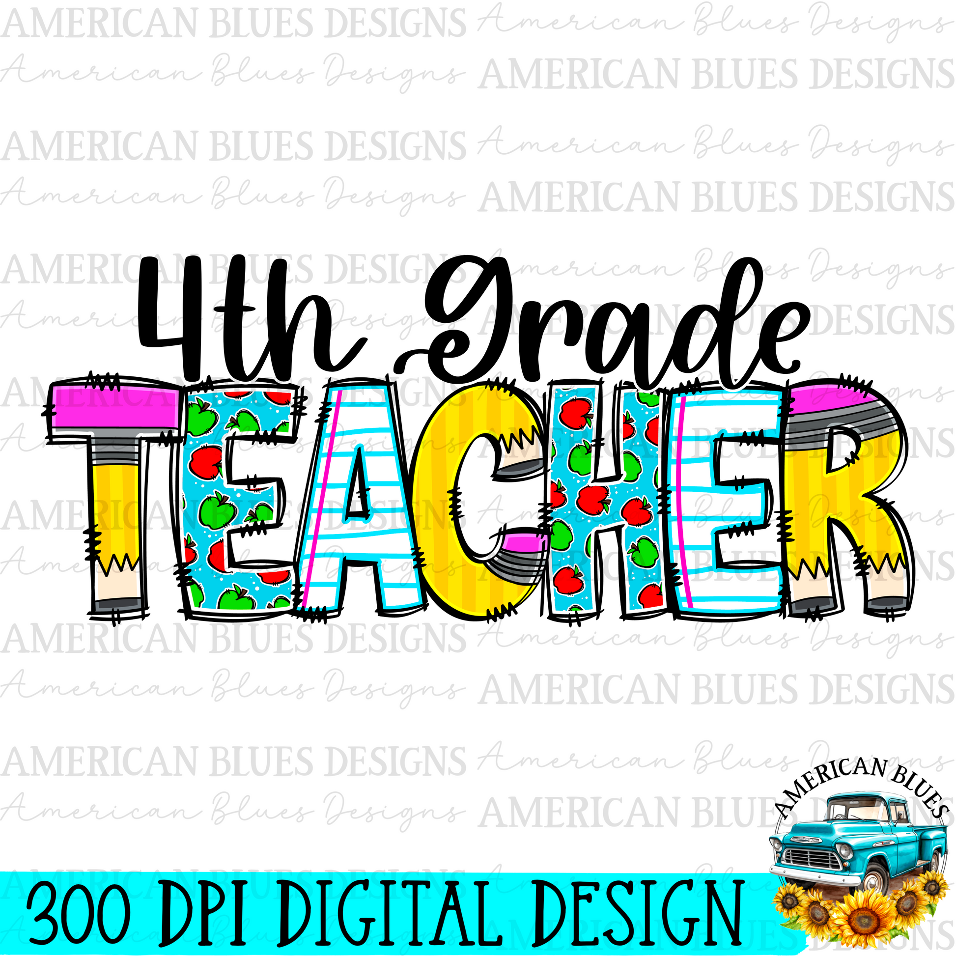 4th grade Teacher digital design | American Blues Designs 