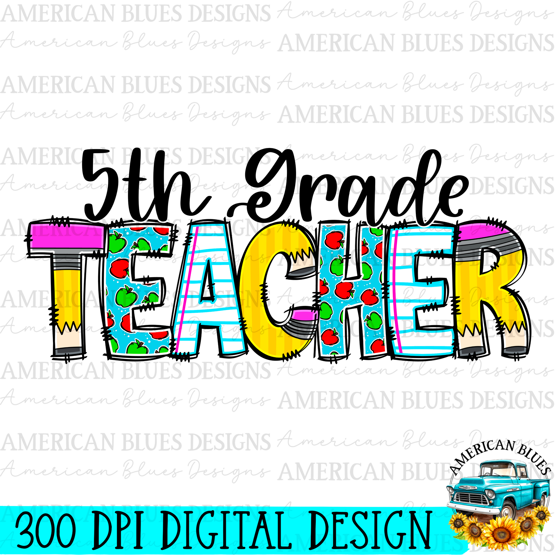 5th grade Teacher digital design | American Blues Designs 