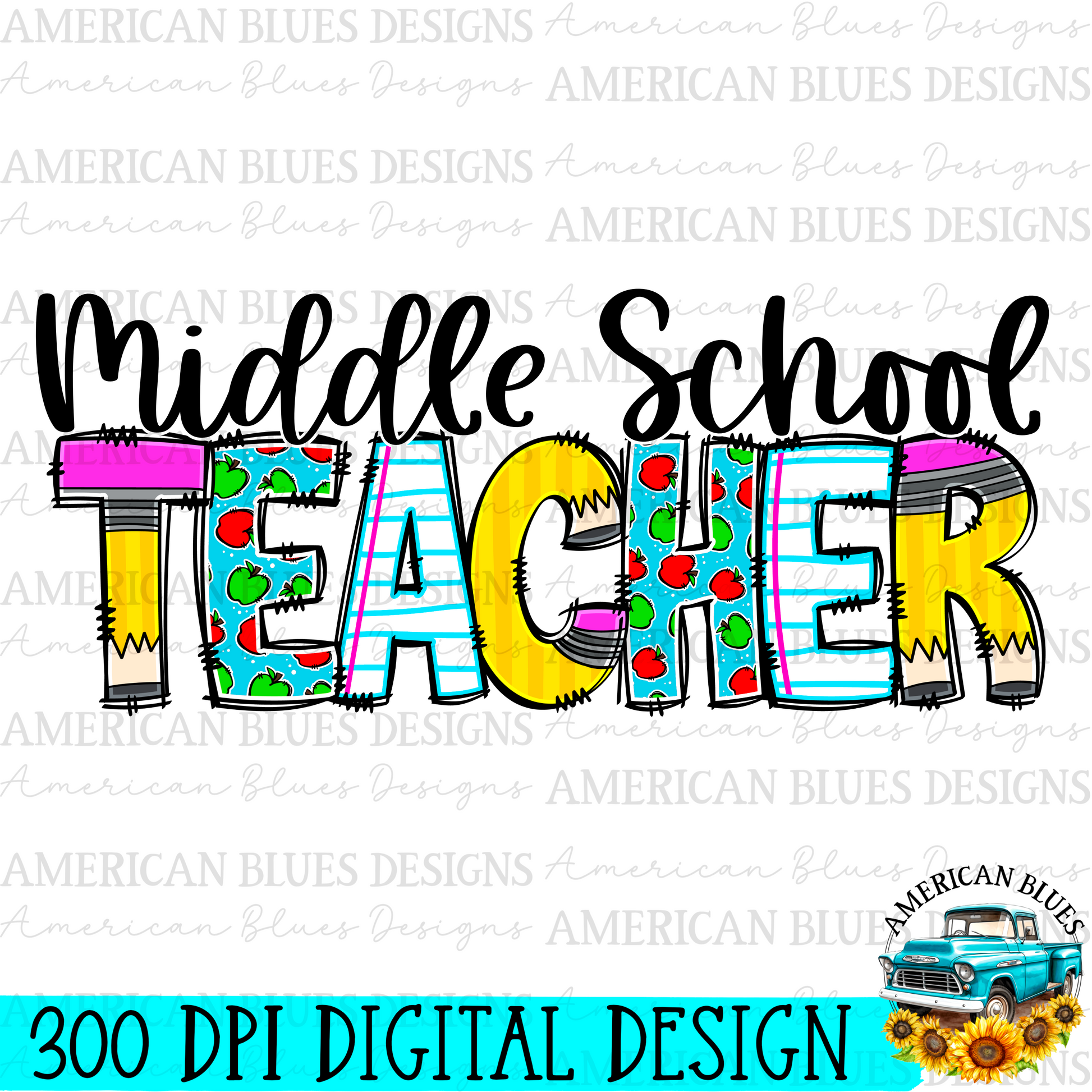 Middle School teacher digital design | American Blues Designs 