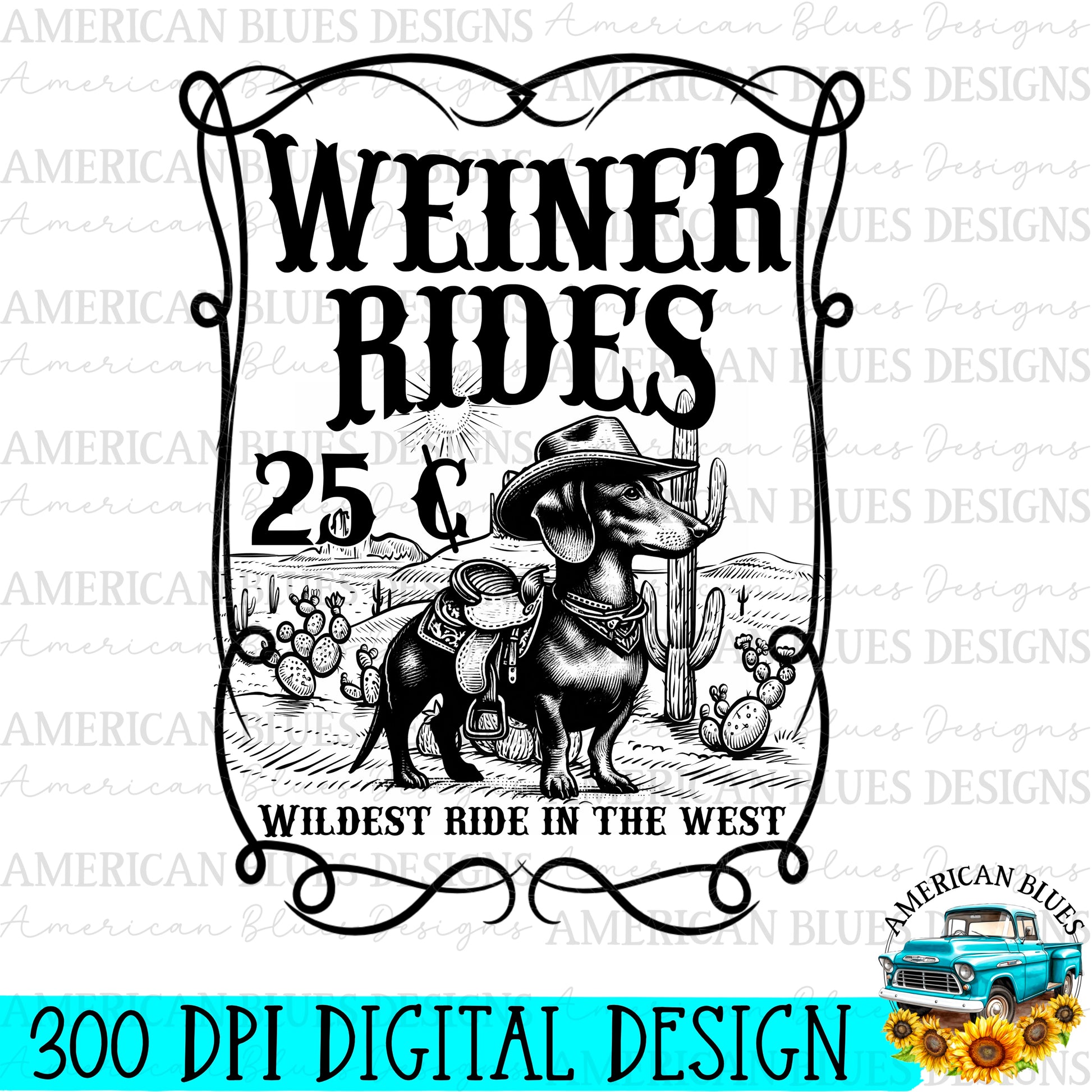 Weiner Rides  digital design | American Blues Designs 