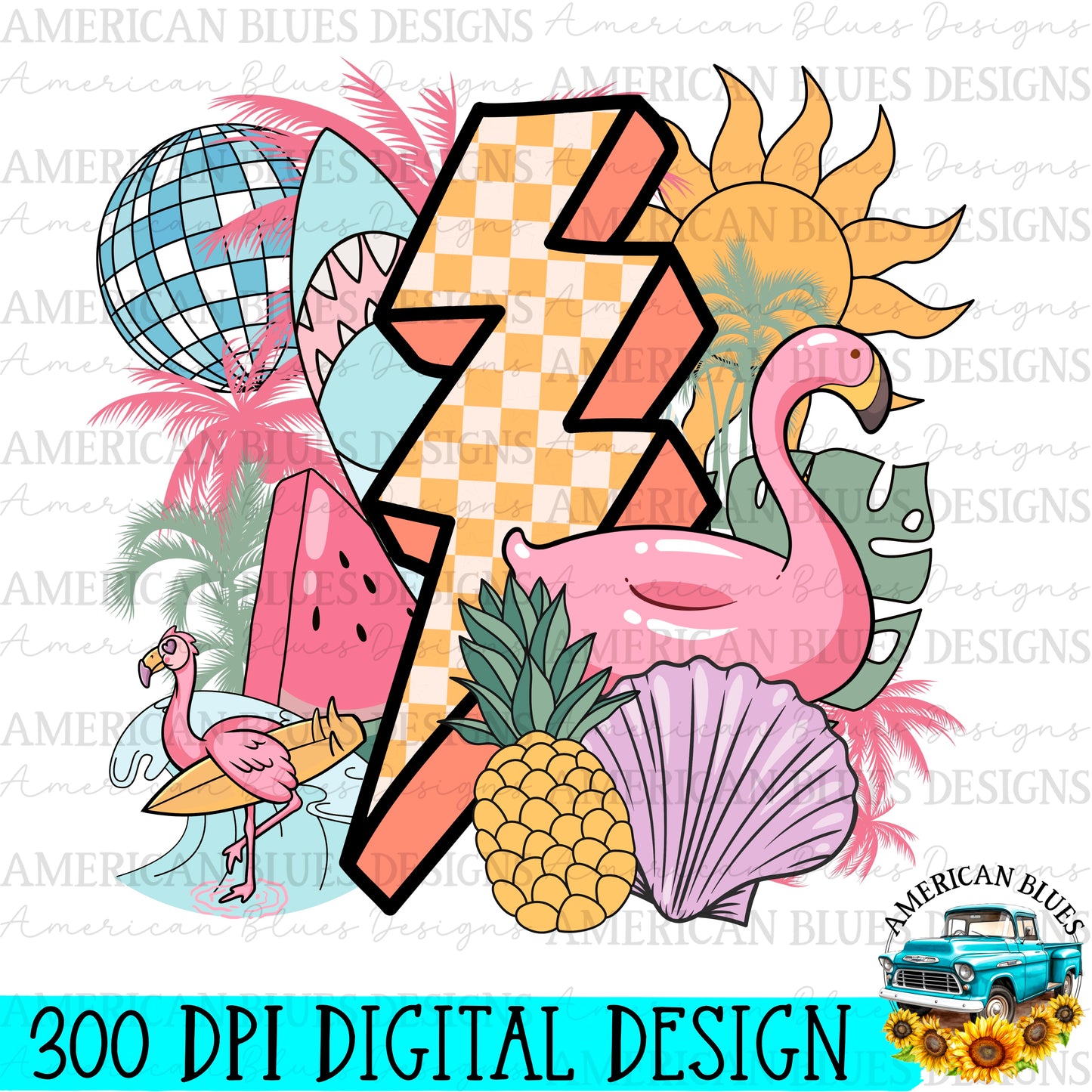 Summer mashup digital design | American Blues Designs 