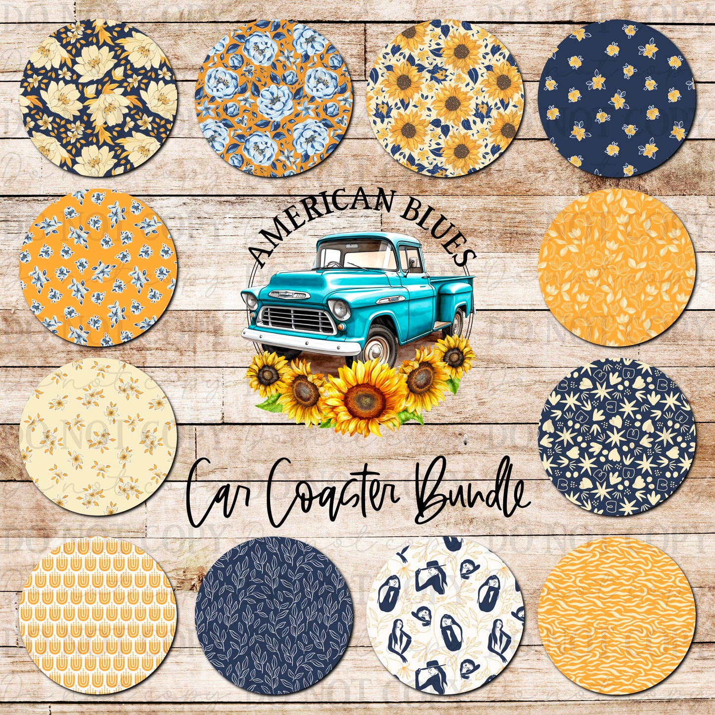 Arlés Sunflowers car coaster bundle