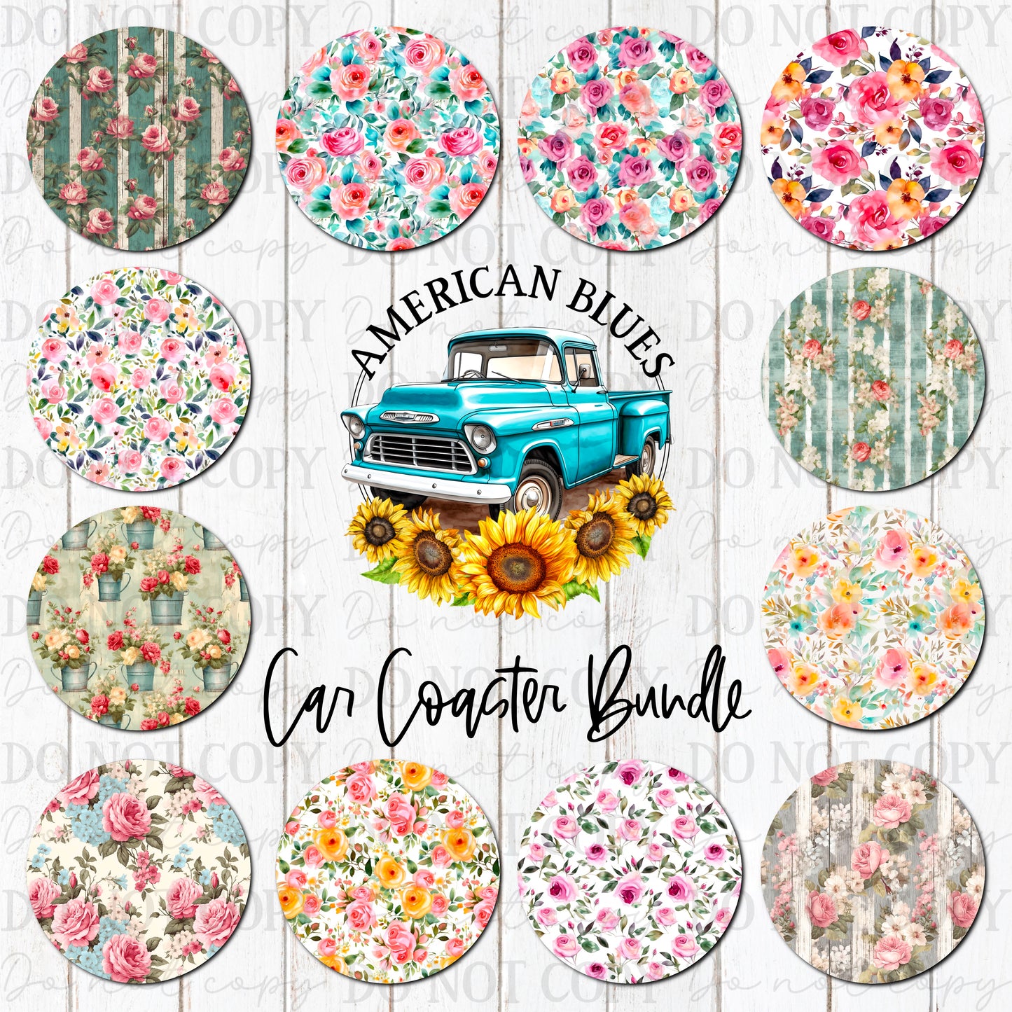 Country Roses car coaster bundle