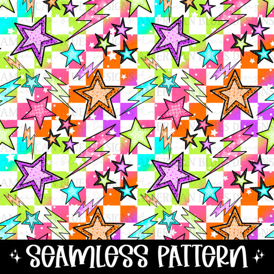Stars & Lightning bolts bright seamless