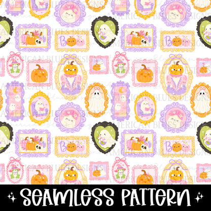 Ghosts & Pumpkins Frames seamless pattern