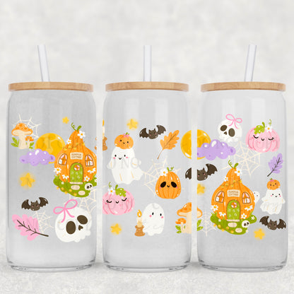 Pumpkin Cottage 16oz glass can wrap