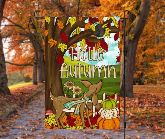 Hello Autumn Garden Flag 12x18