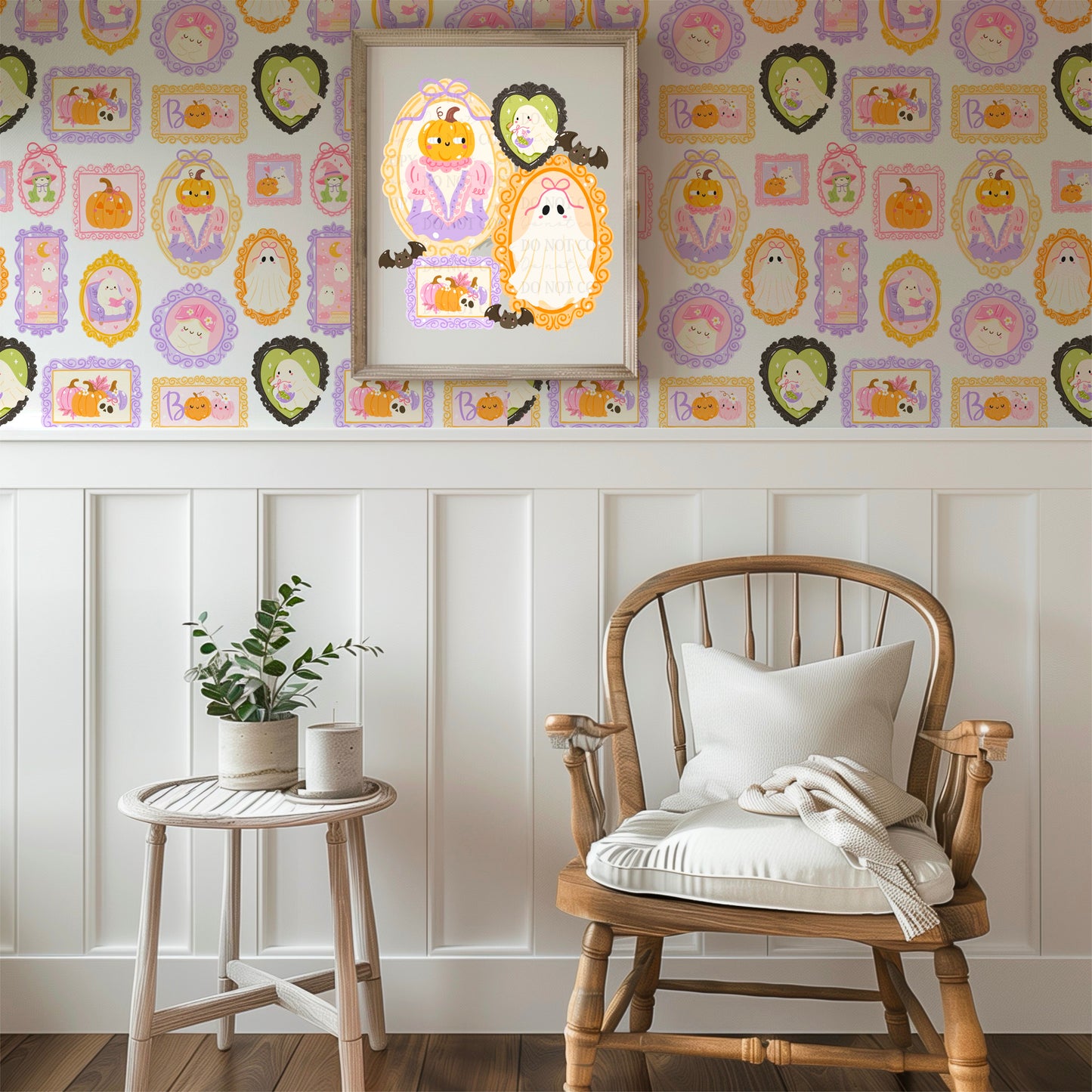 Ghosts & Pumpkins Frames seamless pattern