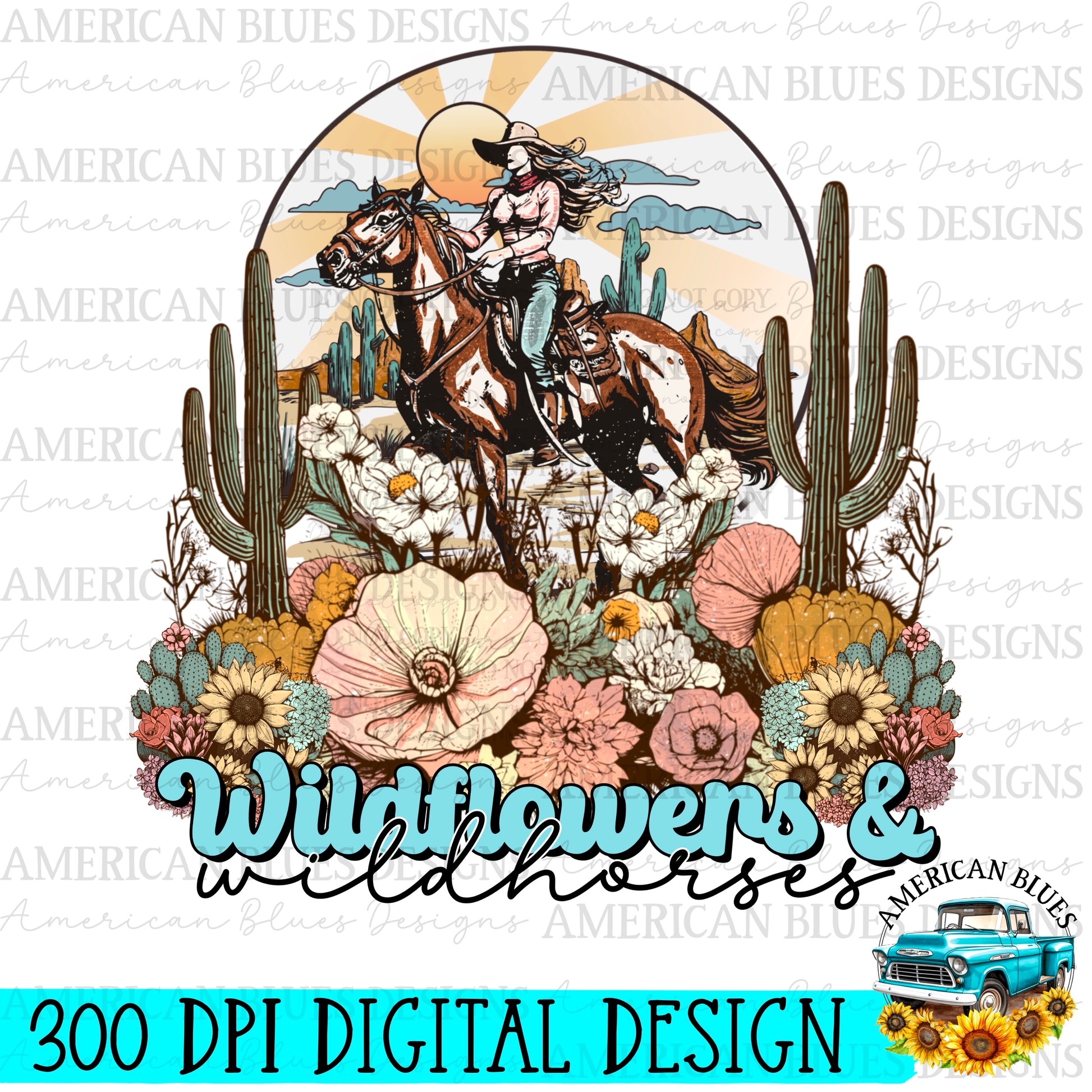 Wildflower & Wildhorses l digital design | American Blues Designs 