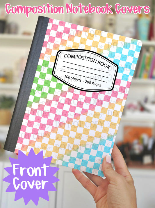 Neon Checkered Composition Notebook Cover