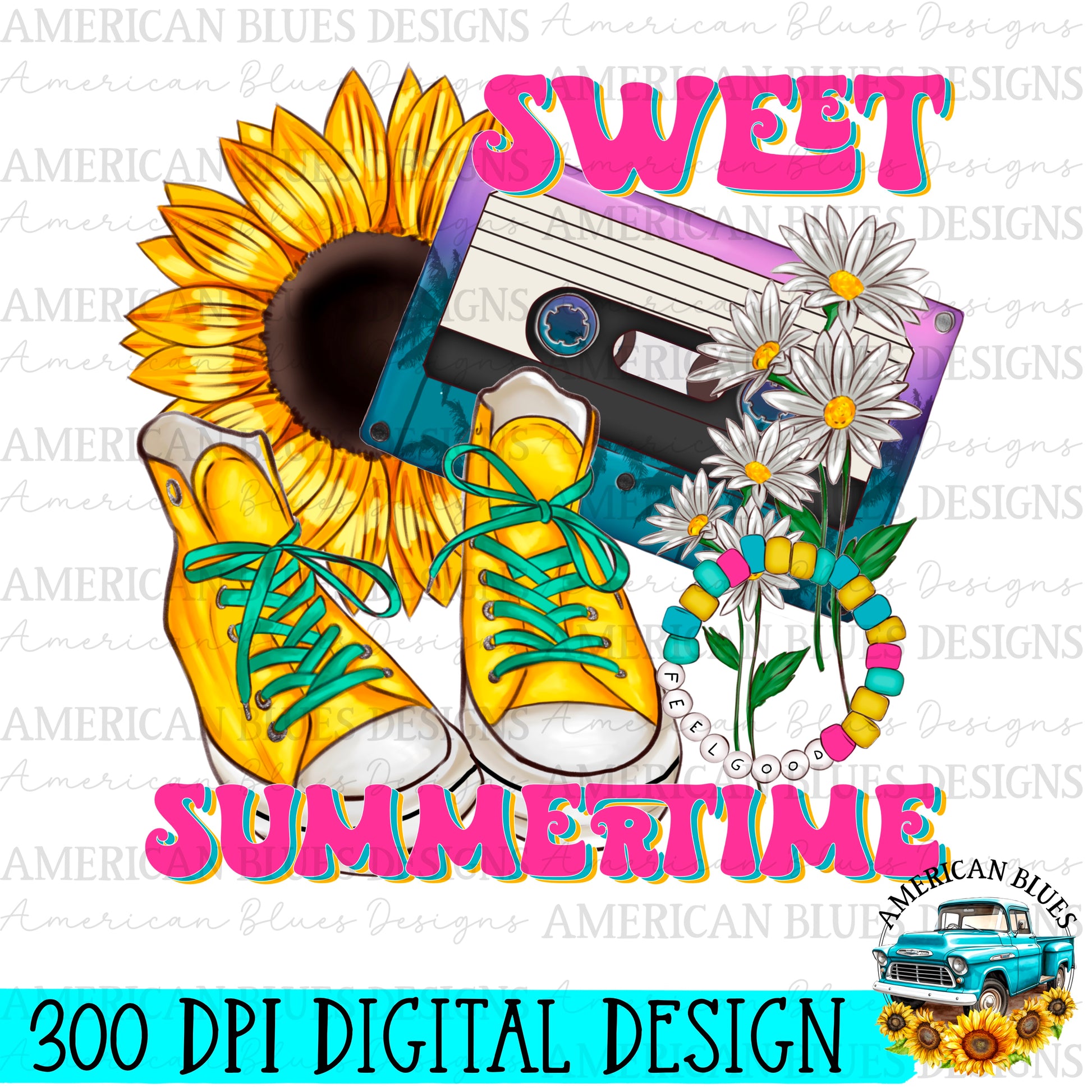 Sweet Summertime digital design | American Blues Designs 