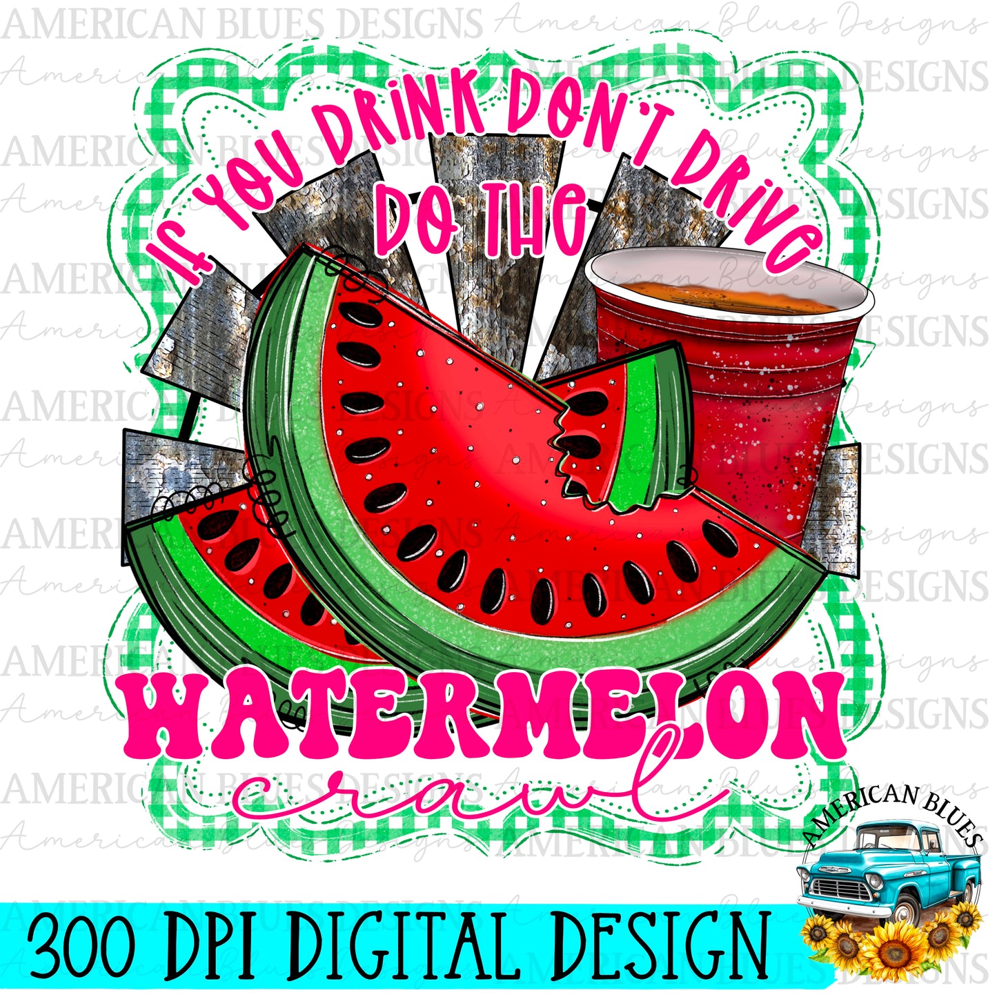 Watermelon Crawl digital design | American Blues Designs 