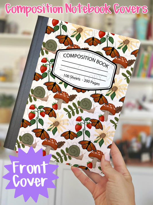Strawberries & Butterflies Cottagecore Composition Notebook Cover