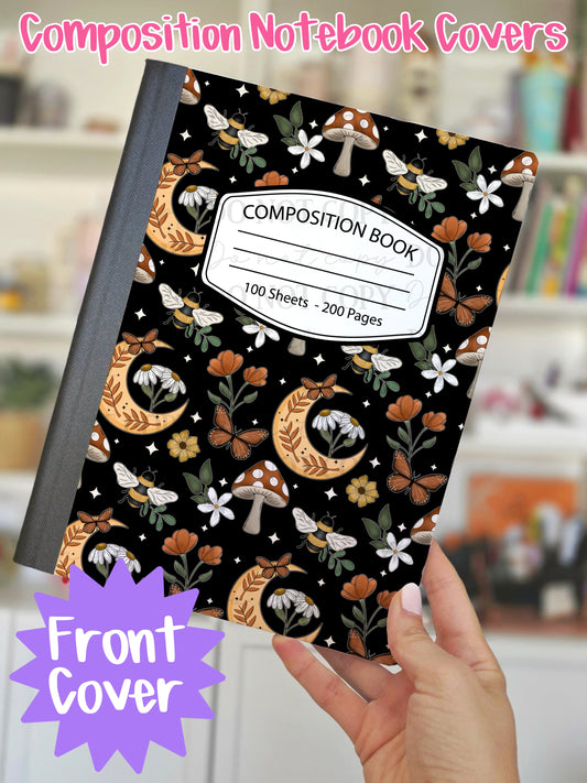 Moon & Shroom Dark Cottagecore Composition Notebook Cover