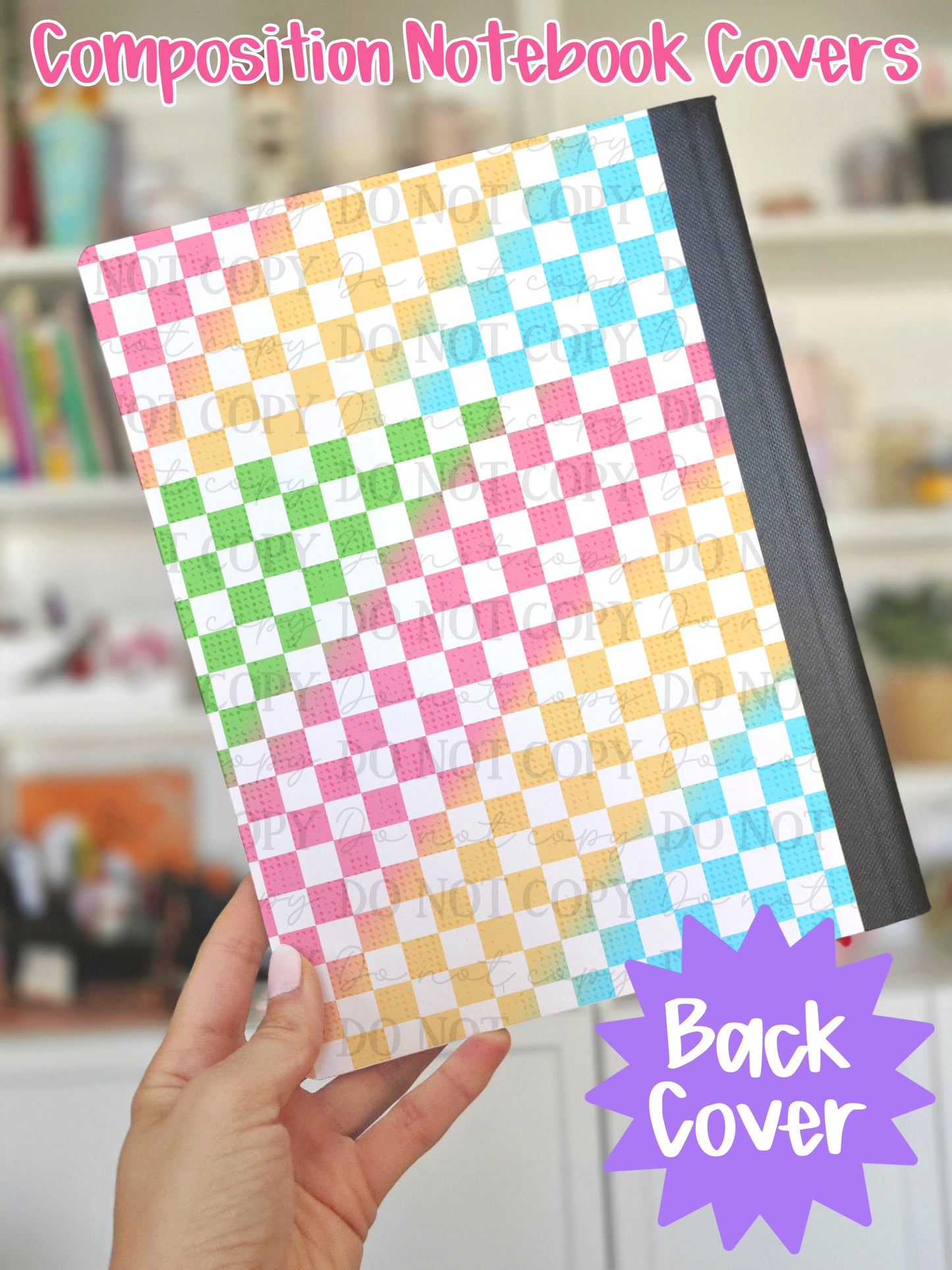 Neon Checkered Composition Notebook Cover