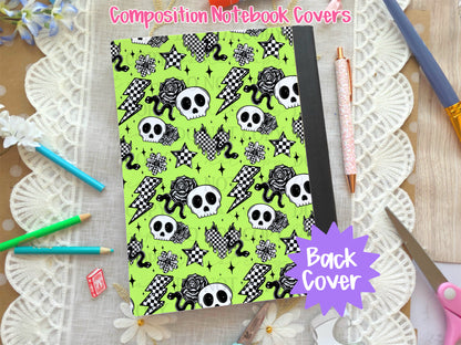 Neon Green Skull & Snakes Composition Notebook Cover