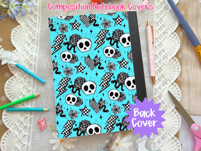 Teal Skull & Snakes Composition Notebook Cover