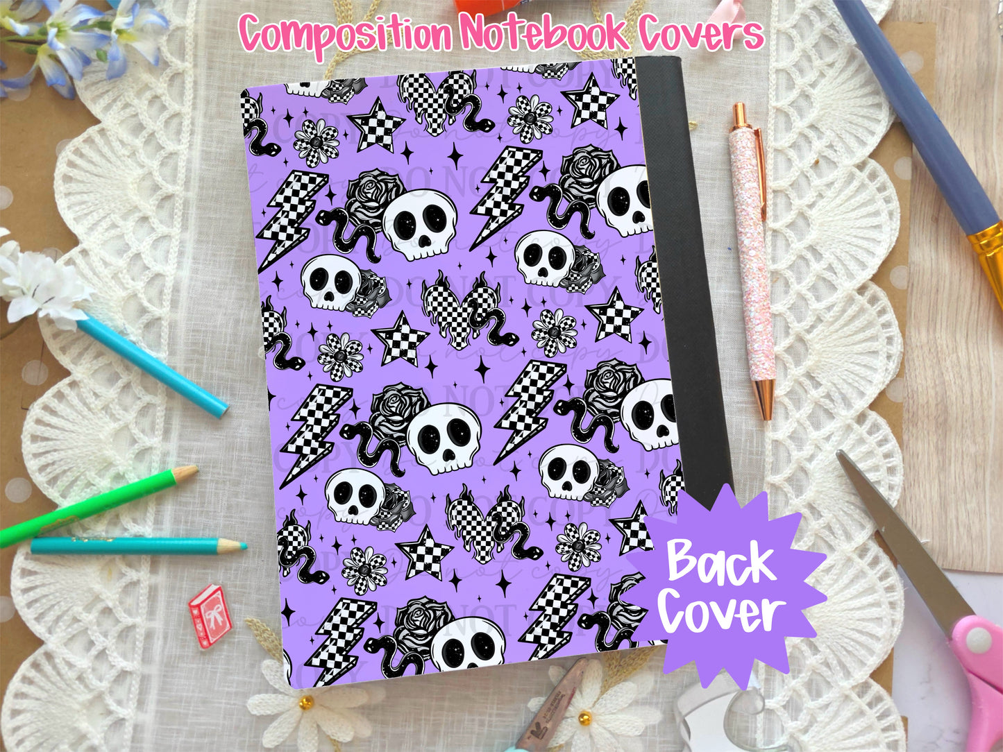 Purple Skull & Snakes Composition Notebook Cover