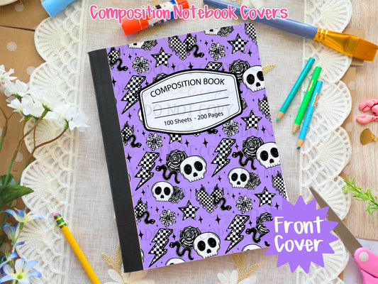 Purple Skull & Snakes Composition Notebook Cover
